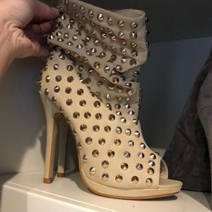 Studded beige heels